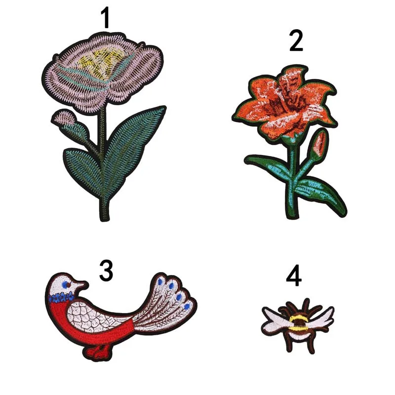 Красочные цветы и птицы Патч наклейка Утюг на Одежда DIY Аппликация вышитые