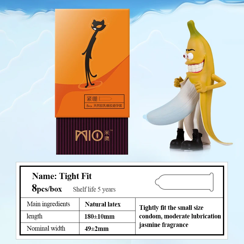 MIO Smooth Particle Condom 3D Delay Lubricant Natural Latex Ice Fire Stimulation Penis Sleeve Small Size fancy Safe Sex |