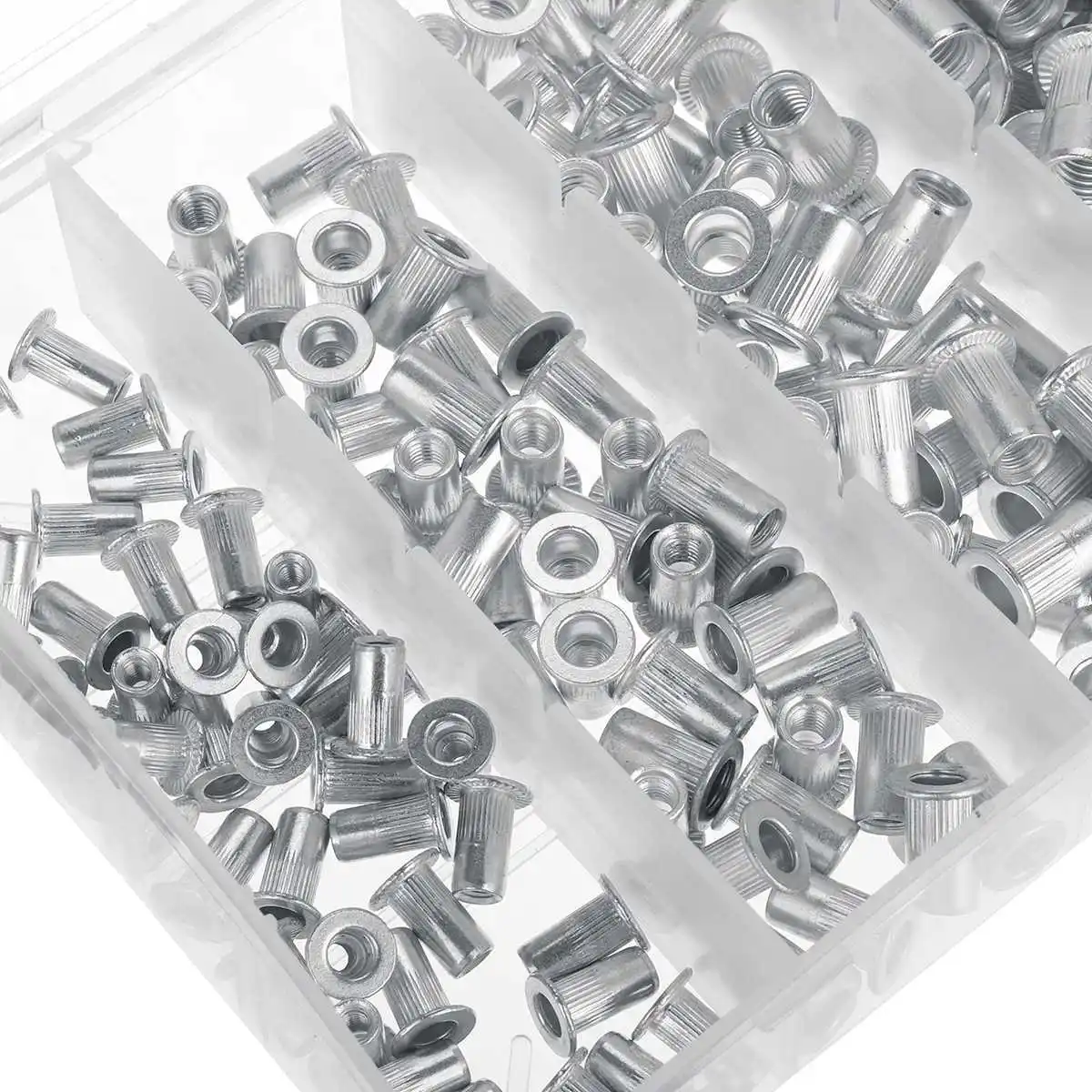 

HOT 190PCS Aluminum Alloy/Carbon Steel M3 M4 M6 M8 M10 Rivet Nuts Flat Head Rivet Nuts Set Nuts Insert Riveting
