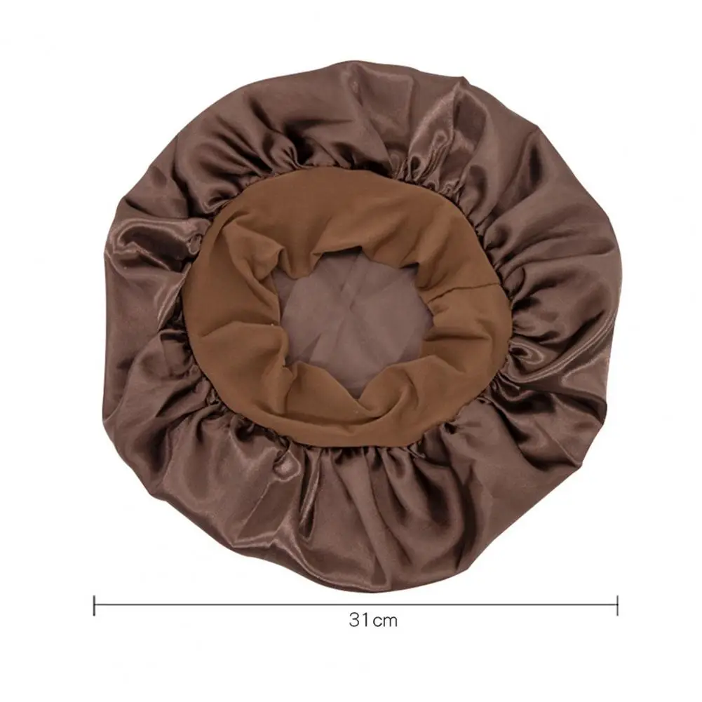 

Sleep Hat Elastic Satin Stretchy Hair Bonnet Hat Satin Night Sleep Hair Bonnet Woman Hat Silk Head Cover Wide Elastic Band
