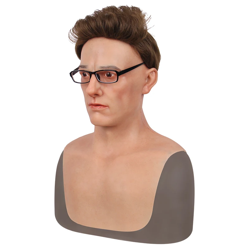 

Halloween Cosplay 4G Bell Face Mask Realistic Soft Silicone Male youth Headgear Masquerade Crossdresser Drag Queen Transgender
