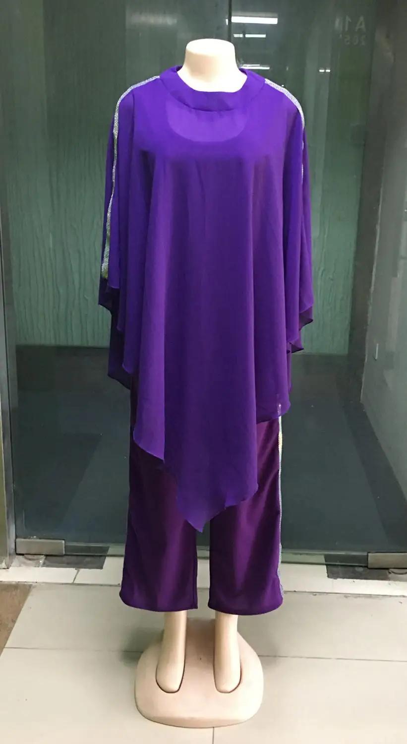 Осенний шифоновый однотонный комплект из 2 предметов размера плюс накидка с