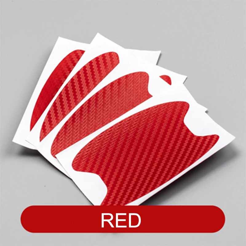 RED 4 шт./лот, универсальные наклейки из углеродного волокна для автомобильных дверных ручек, защитная крышка, внешние аксессуары, автомобильный стиль - Название цвета: RED