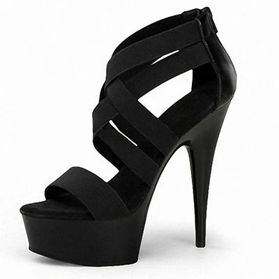 

Mclubgirl 15cm Heels Round Head Comfortable Sexy Suede Roman High Heel Thick Bottom Waterproof Platform Sandal LYP