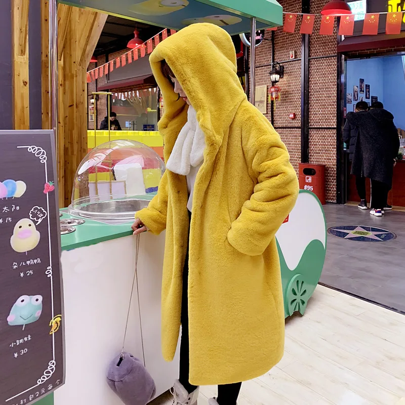 Теплое зимнее искусственное меховое Женское пальто свободного покроя