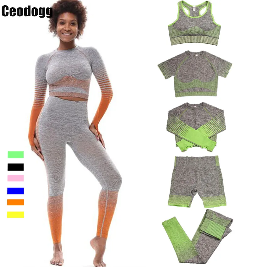 XL 2/3/5 шт женские кружевные бесшовные утягивающие Йога набор тренировки