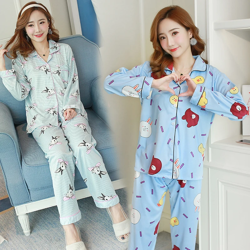 Женский пижамный комплект WAVMIT удобный хлопковый с длинными рукавами и принтом