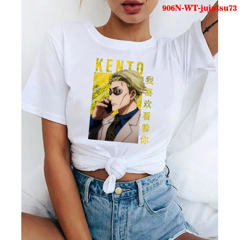 

Женская футболка Jujutsu кайсен летняя Модная легкая футболка с коротким рукавом Футболка Юдзи Itadori с аниме-принтами, уличная одежда, футболка ...