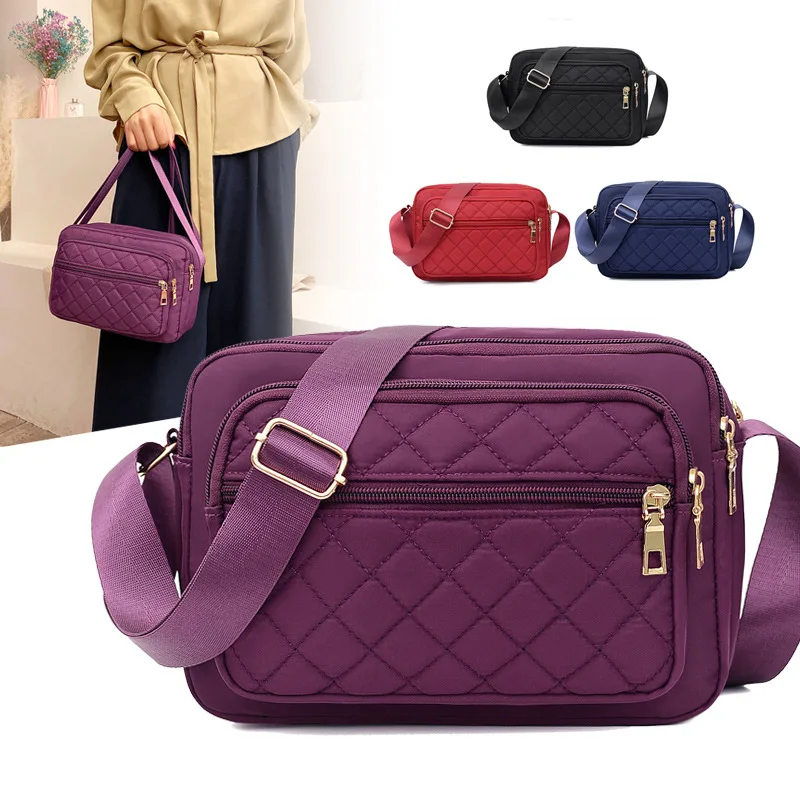 

Women's bag fashion new embroidered middle-aged large-capacity one-shoulder diagonal nylon bag ladies bag