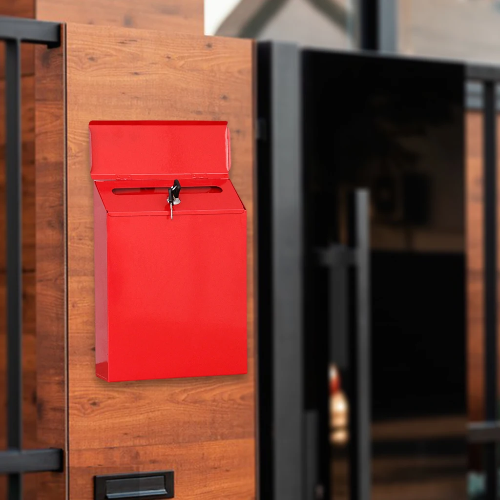 Iron Art Vertical Modern Mailbox Hanging Security Letter Deposit Drop Box Paperwork Holder Secure Postbox Case Porch Room Decor images - 6