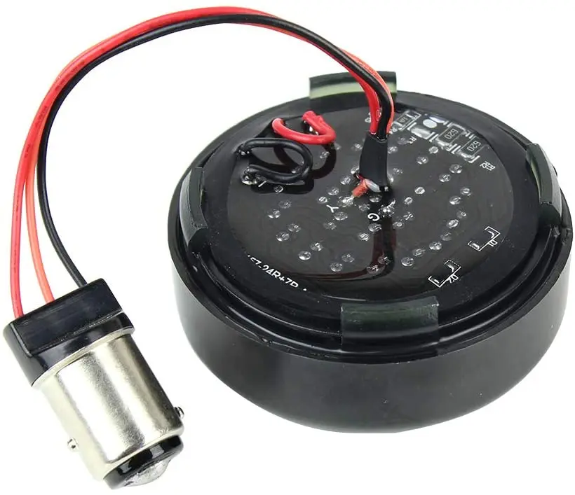 

2" LED Turn Signals w/Brake Running Light Bullet Style Rear Red 1157 LED Turn Signal Kit for Harley Davidson Black Case