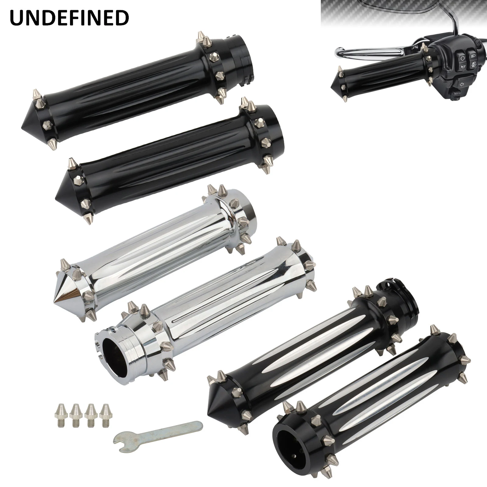 

1" 25mm Hand Grip CNC Spike Style Cable Handlebar Grips for Harley Sportster 883 1200 Touring Road King Dyna Softail Slim VRSC