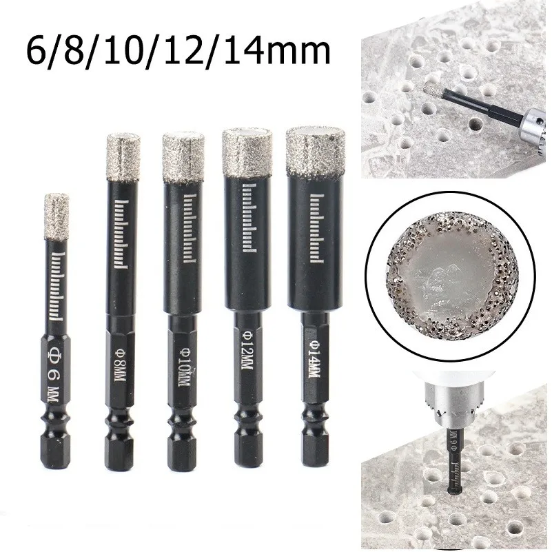 

6/8/10/12/14mm Diamond Dry Drill Bits Hex Shank Hole Saw Cutter For Drilling Granite Marble Masonry Concrete Tile Ceramic Glass