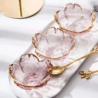 japanese style color glass cherry blossom dish creative pink household seasoning sauce dish soy sauce dish bowl tableware set