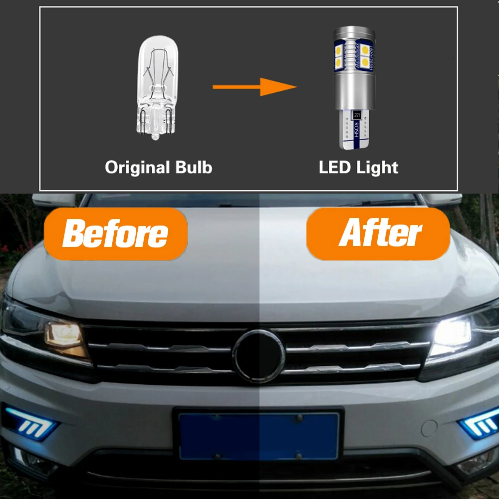 2 шт. Светодиодные Габаритные лампы W5W T10 Canbus для VW Amarok EOS Fox Jetta 3 4 mk4 Routan Santana Scirocco mk3