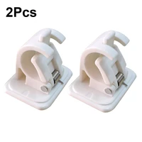 2pcs self adhesive hooks abs wall mounted curtain rod bracket shower curtain rod fixed clip hanging rack bathroom accessories