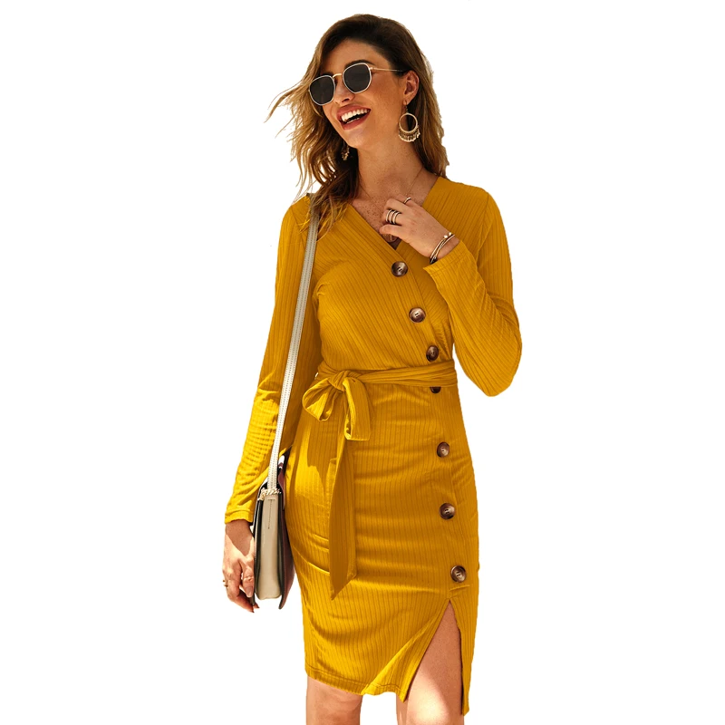 CINESSD Для женщин трикотажные Повседневные платья однотонная жилетка с v-образным