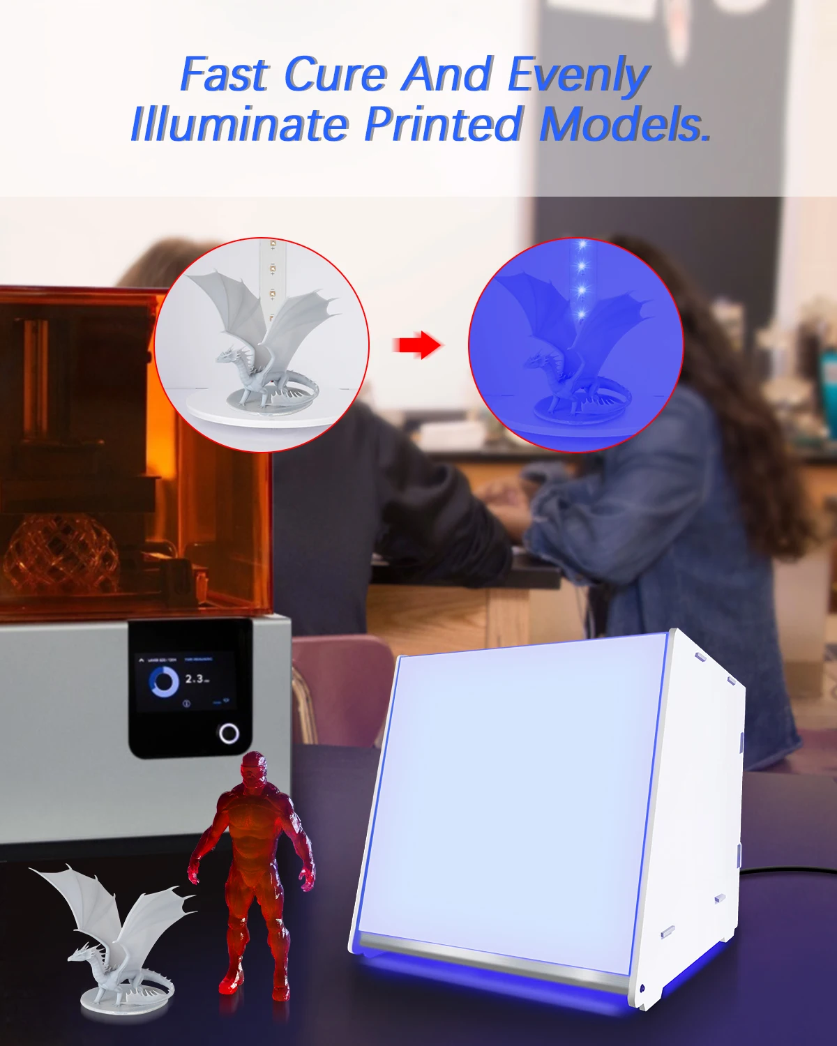 Коробка для отверждения уф смолы SUNLU LCD DLP SLA 3D Смола отверждаемые модели с