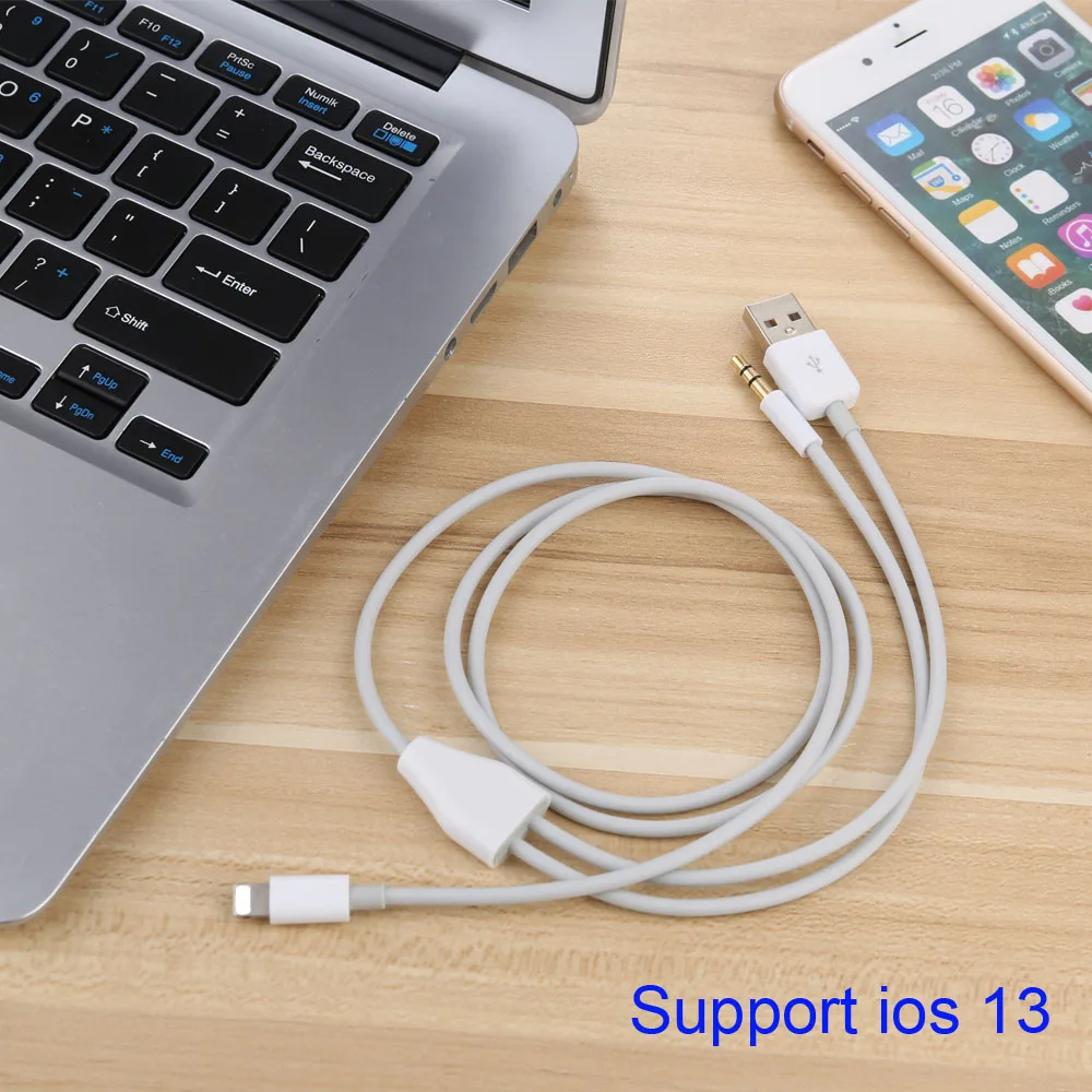 1 м 3 фута 8pin до 5 мм аудио и usb кабель для зарядки XS XR X 8 7 plus ios 13|Кабели VGA| |