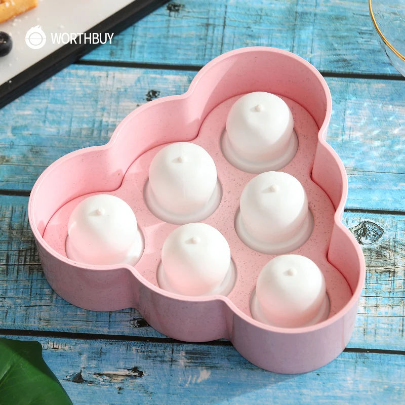 

WORTHBUY 6 Grids Ice Cream Mold Wheat Straw Popsicle Mold Form For Ice Cream Maker Fruit Ice Cube Mould Kitchen Accessories