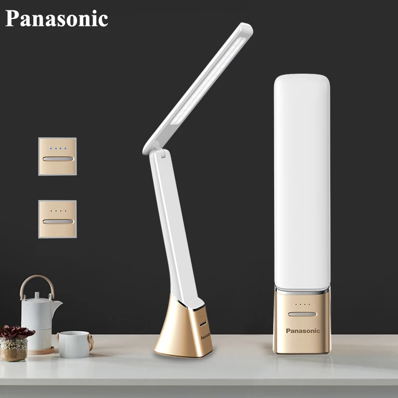 Panasonic светодиодный настольная лампа с сенсорным датчиком, Складная Настольная лампа, портативный USB Перезаряжаемый Настольный светильник, ночной прикроватный светильник s - Цвет корпуса: Золотой