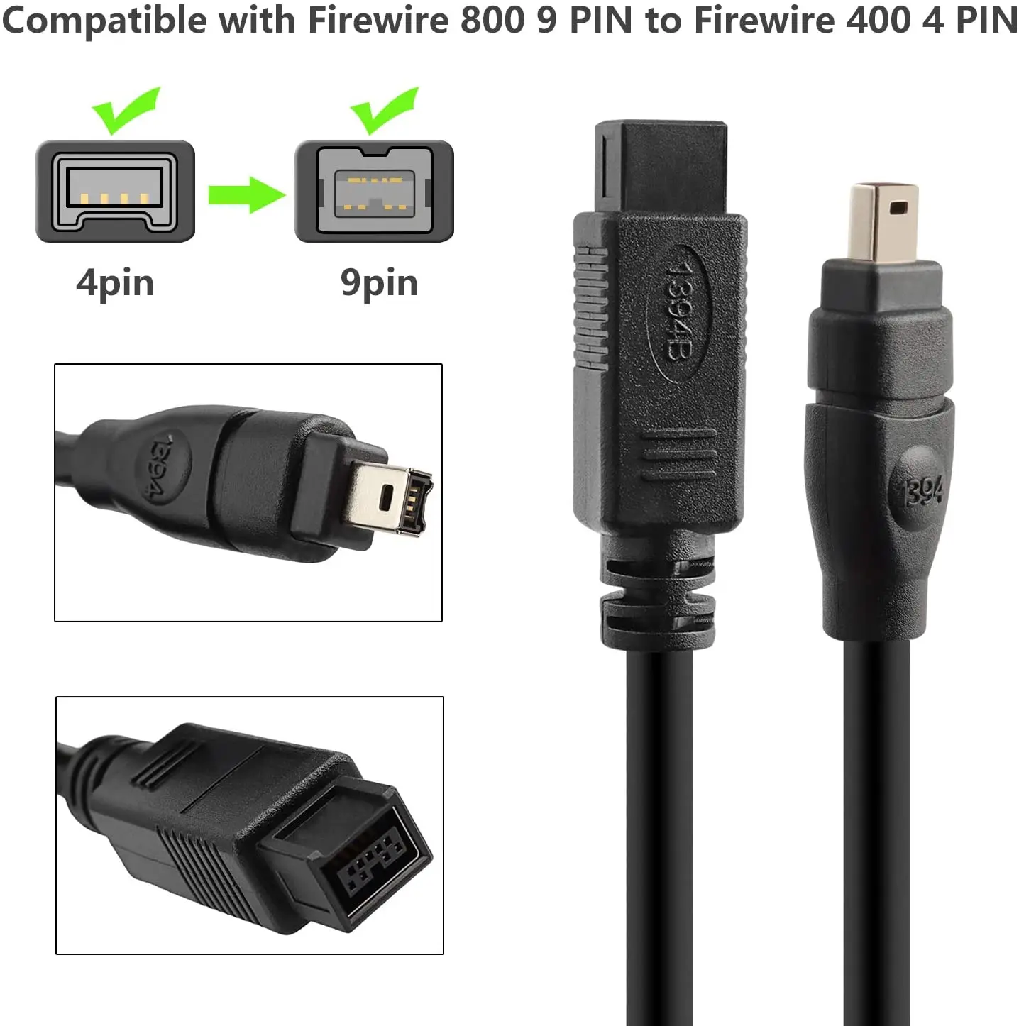 Кабель NUOLIANXIN FireWire 9 Pin к 4 IEEE 1394 Firewire 800/400 кабель 6 футов | Электроника