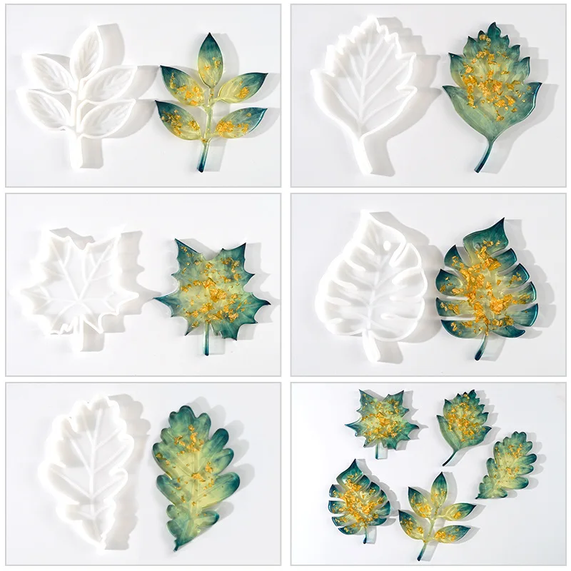 

DIY Epoxy Mould Mirror Leaf Coaster Mould Christmas Series Crystal Silicone Resin Maple Leaf Epoxy Mould