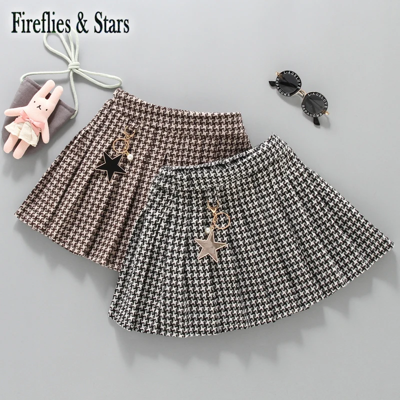 Осенне-зимняя плиссированная юбка для девочек малышей детская модная в клетку со