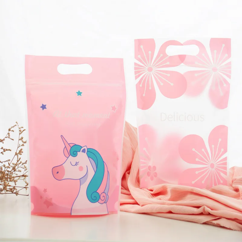 

10PCS New Unicorn Pattern Candy Cookie Self-Styled Packaging Bag Wedding Party Gift Bags Nougat Chocolate Plastic Zipper Bags