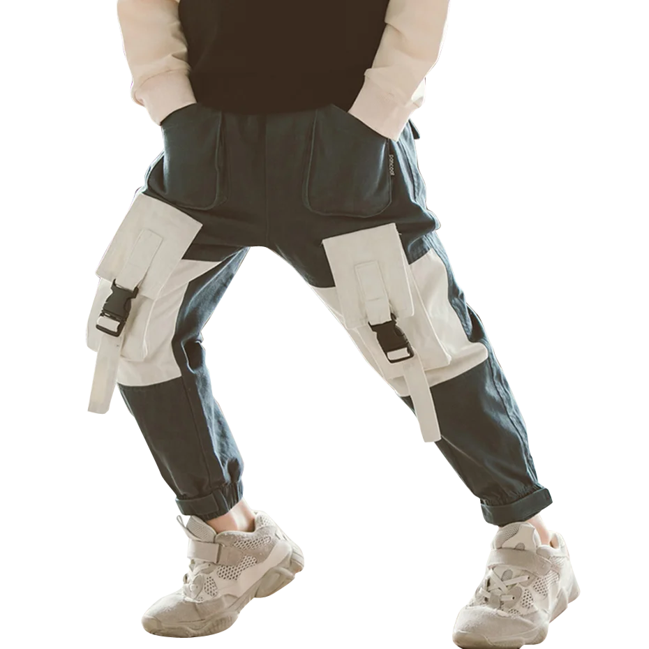 Штаны для мальчиков лоскутные штаны длинные детские брюки карго осенняя модная