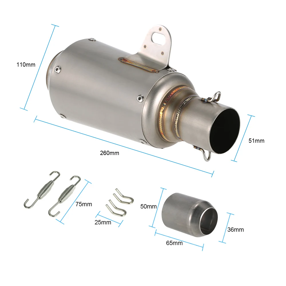 51mm Stainless Frosting Noise Reduction Refit Exhaust Muffler Pipe for Motorcycles ATVs | Автомобили и мотоциклы