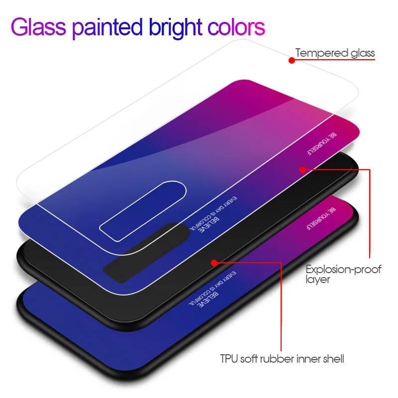 Чехол для VIVO V15 Pro чехол телефона с градиентом закаленное стекло Жесткий мягкая TPU