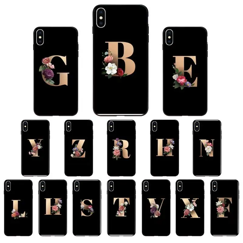 

Custom name Gold Letter Monogram Phone Case For iPhone 7 8 Plus X XS Max XR For iphone 5s SE 2020 6 6s 11Pro 12 mini 12ProMax