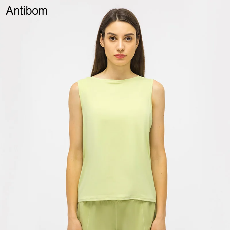 

Antibom O-Neck High Elastic Women T-Shirts Gym Workout Breathable Loose Sleeveless Yoga Top Female Running Fitness Sportswear