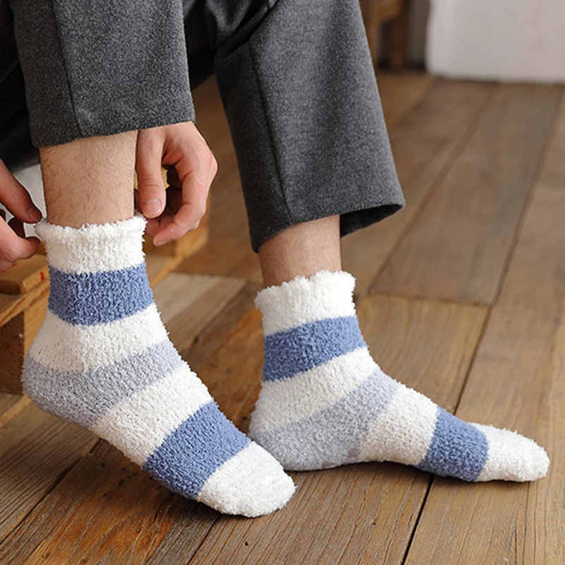 

Men Winter Fleece Thermal Carpet Extra Thick Slippers Socks Room Socks Adult Non-slip Comfortable Sock Slipper Home Shoes