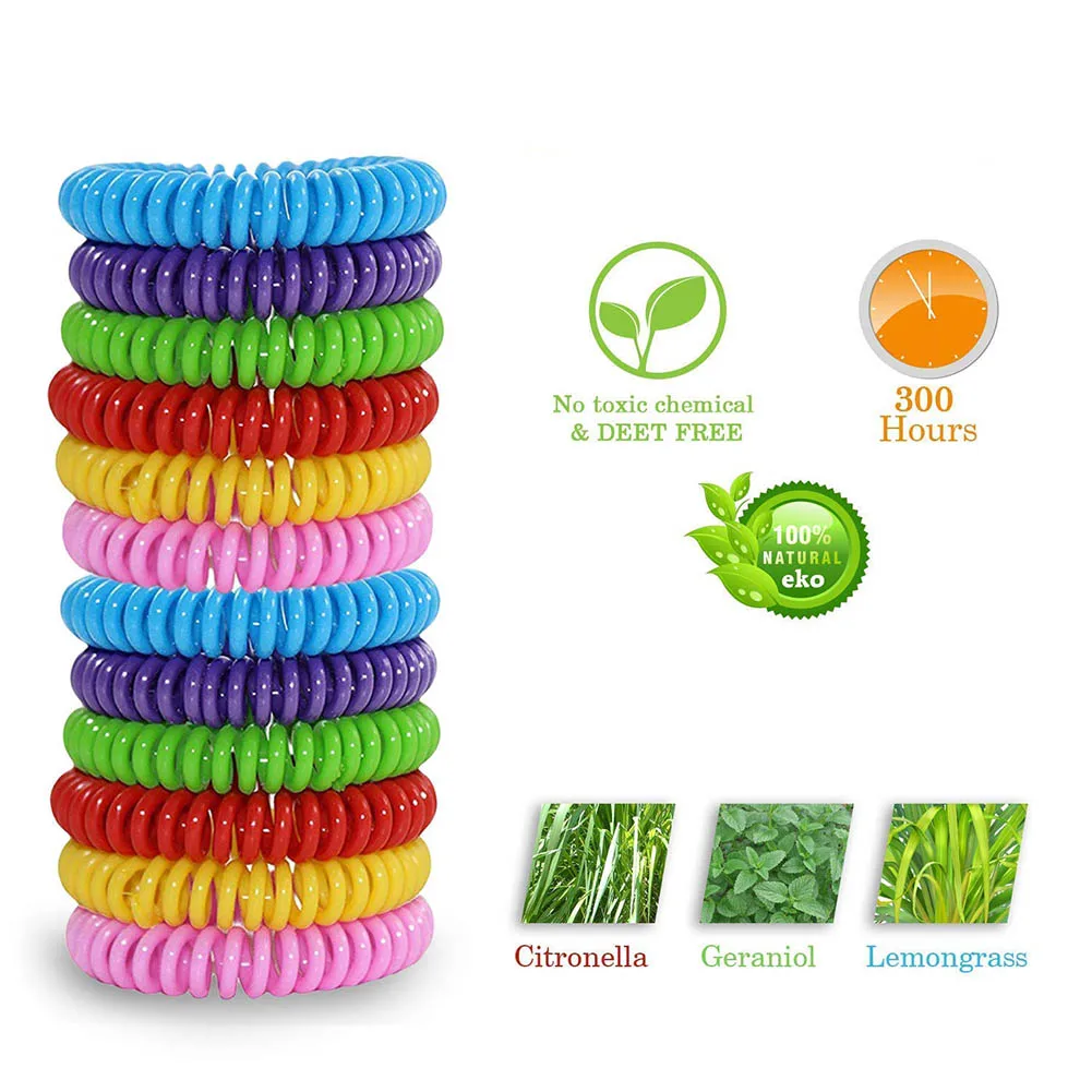 

12Pcs Safe Mosquito Repellent Bracelet Waterproof Multicolor Kids Adults Elastic Anti Mosquito Repellent Bracelet Wristband