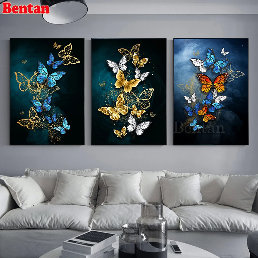 

3PCS 5D diamond painting Butterfly cross stitch DIY square drill full round diamond embroidery beads art mosaic cyrstal painting