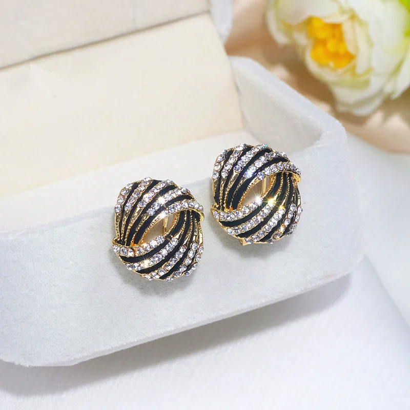 Серьги гвоздики женские геометрической формы стильные роскошные украшения для