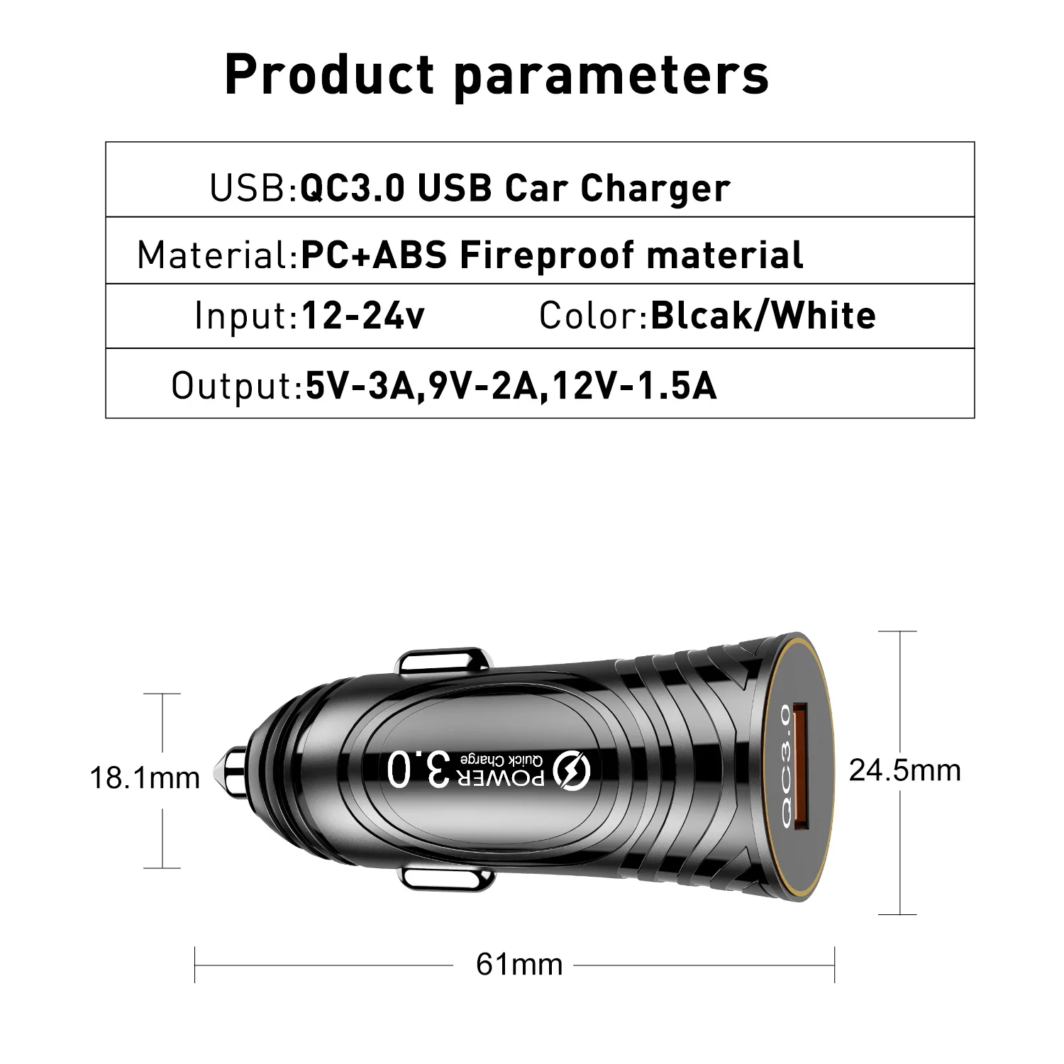 Автомобильное зарядное устройство для телефона QC 3 0 с одним портом USB пулей xiaomi mi 9