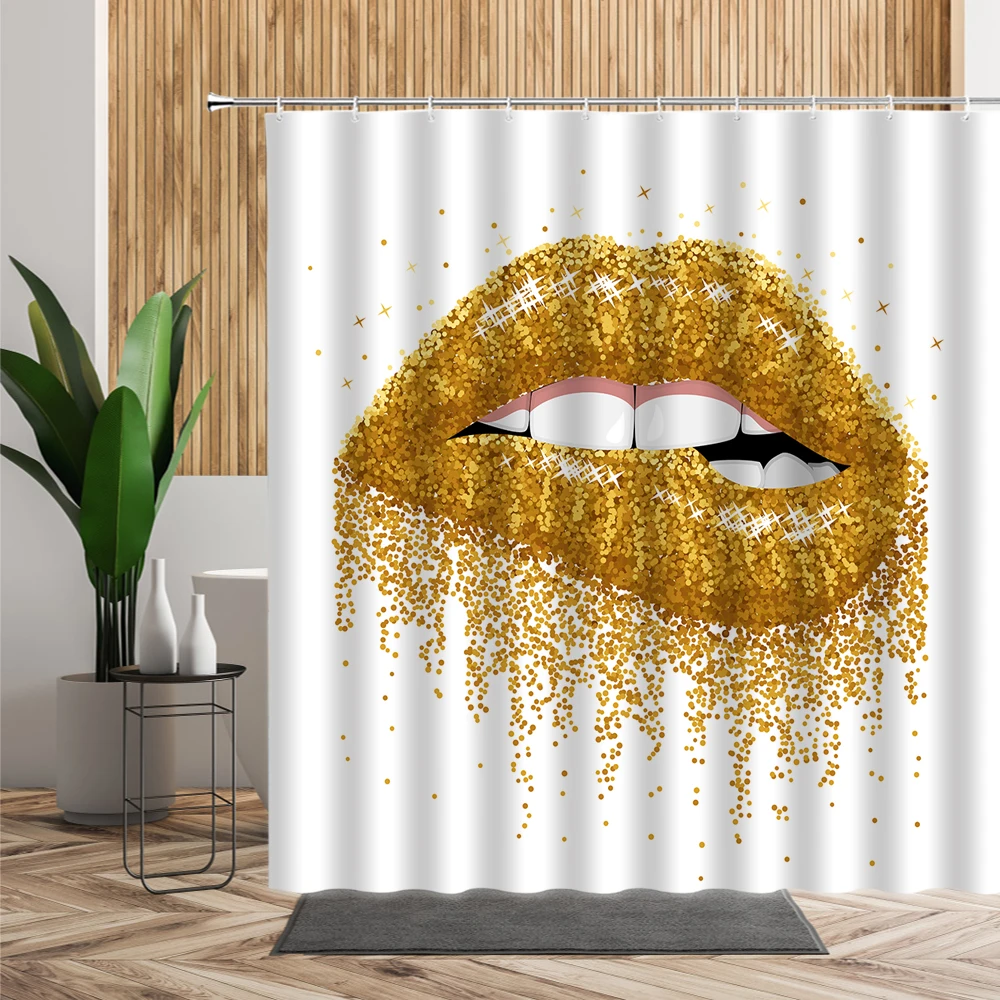 

Purple Lip Shower Curtain Set Waterproof Fantasy Personality Women Bathroom Decor Bathtub Cloth Girl Bedroom Decoration Curtains