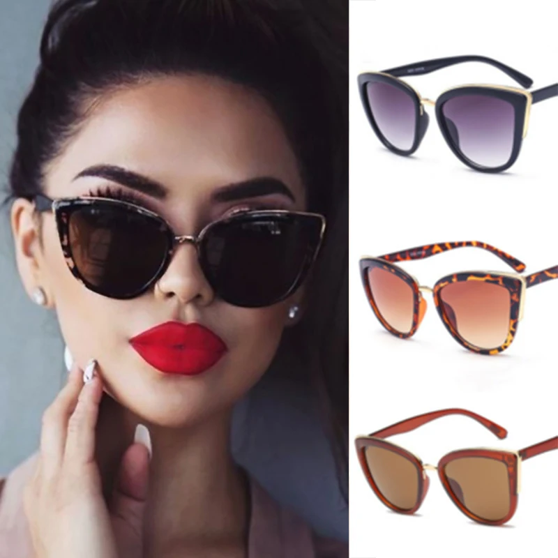 

Vintage Cat Eye Sunglasses Women Fashion Brand Designer Sunglasses Female Sexy Leopard Cateyes Black Gradient Oculos De Sol