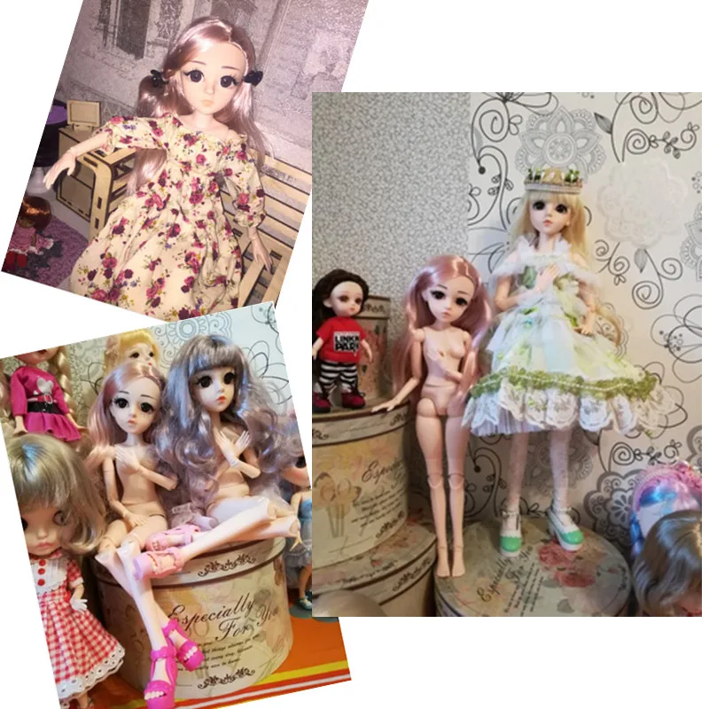 

42 Cm Bjd Doll 24 Ball Jointed Doll DIY Naked Body Curly Straight Hair Girl's Gift with 3D Eyes Head Dolls Toys for Girls