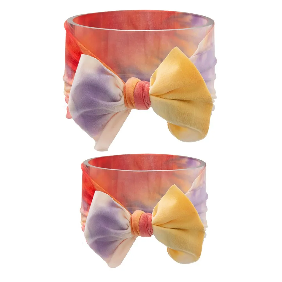 

0-6 Years Baby Headband Set Newborn Baby Tie-dye Bow Elastic Headband Mother and Daughter Headband Baby Turban
