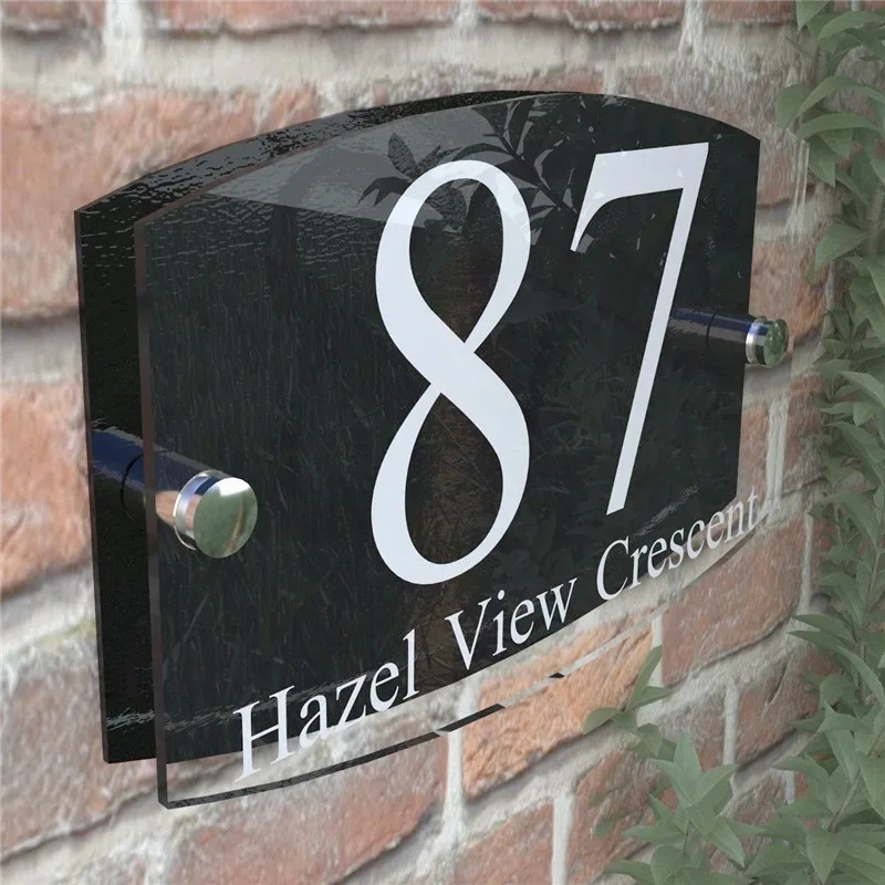 

Contemporary Customized HOUSE NUMBERS SIGN PLAQUE DOOR GLASS EFFECT ACRYLIC A20