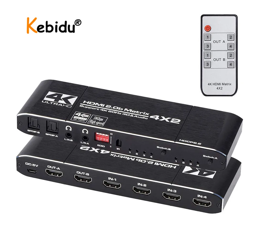 Матрица 4x2 4K @ 60 Гц HDR HDMI-совместимый переключатель сплиттер 4 в 2 Выход YUV 444
