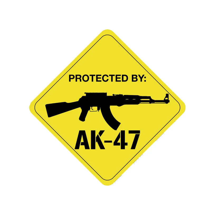 

LLY-1510 Personality Car Sticker Protected By AK47 Gun Decal PVC Personalized Auto Accessories Decorative Waterproof Stickers