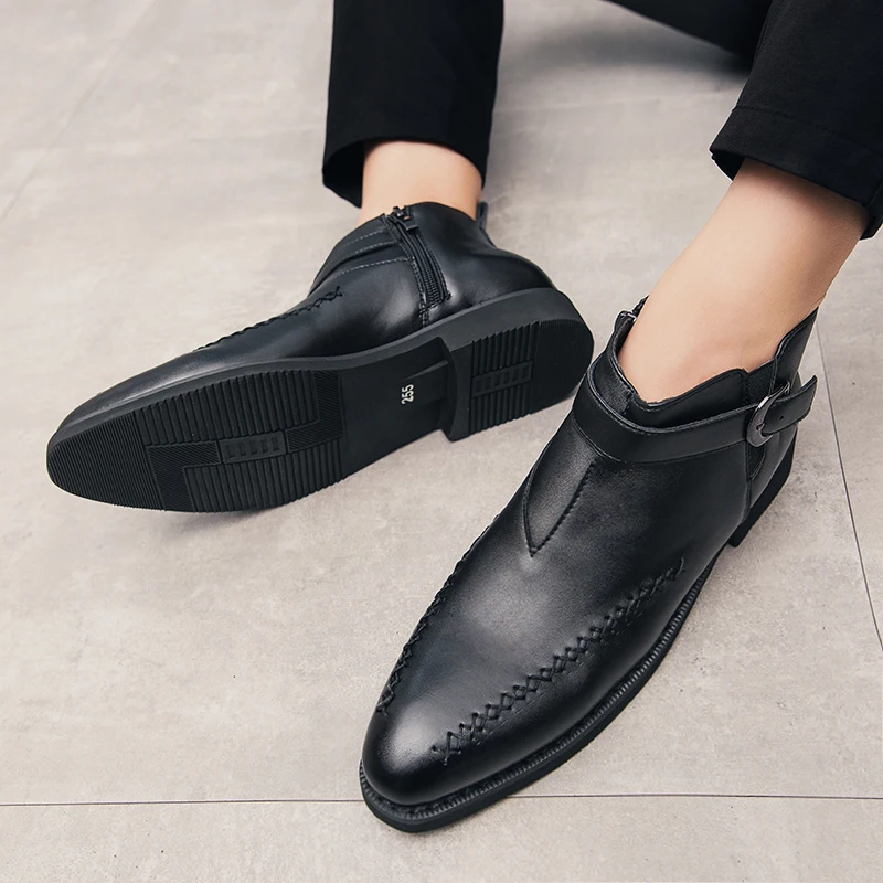 Мужские повседневные кожаные ботинки Модель 2021 года Трендовые прогулочные туфли