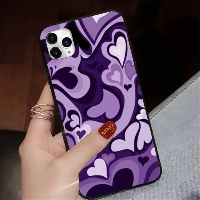 

Purple Heart Swirl Pattern Phone Case for iPhone 11 12 pro XS MAX 8 7 6 6S Plus X 5S SE 2020 XR