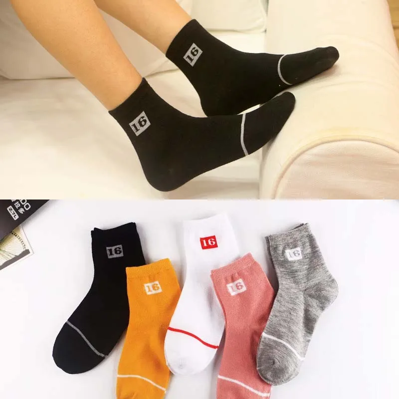 Новые женские носки средней длины хлопковые одноцветные полосатые модные