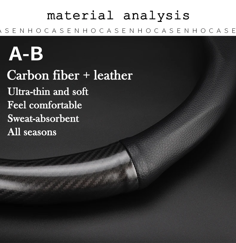 Для Cadillac Carbon Fiber Cow Leather чехол рулевого колеса автомобиля Fit escalade SRX ATS CTS XT5 CT6